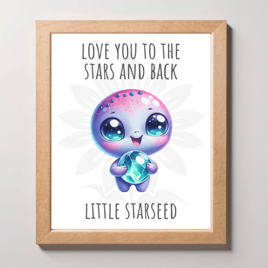 framed mockup of digital design featuring adorable ET starseed